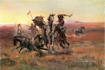 Cuando Blackfeet y Sioux conocen al vaquero Charles Marion Russell Indiana Pinturas al óleo